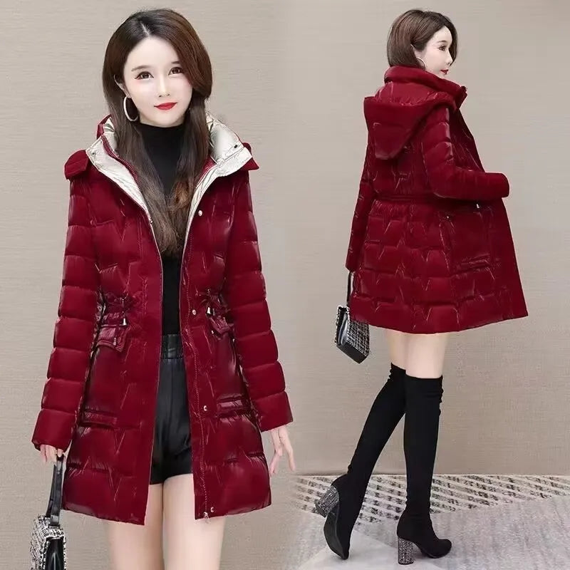 Women's Hooded Down Cotton Parka Coat — Thickened Warm Winter Overcoat
