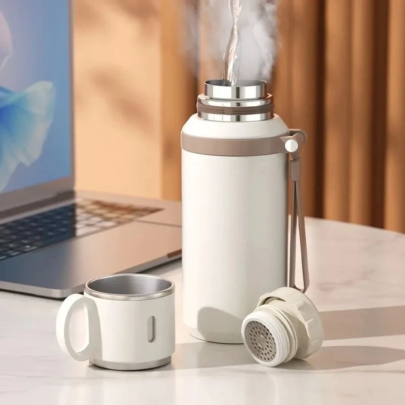 Portable Handheld Insulated Water Bottle 24H Thermal Retention Stainless Steel Leakproof Vacuum Thermos Bottle
