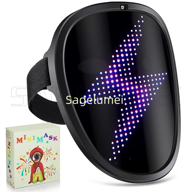 LED Mask with Gesture Sensing for Halloween Party Festival Performance Kids Luminous Mask NEW Children Electronic Light up Mask