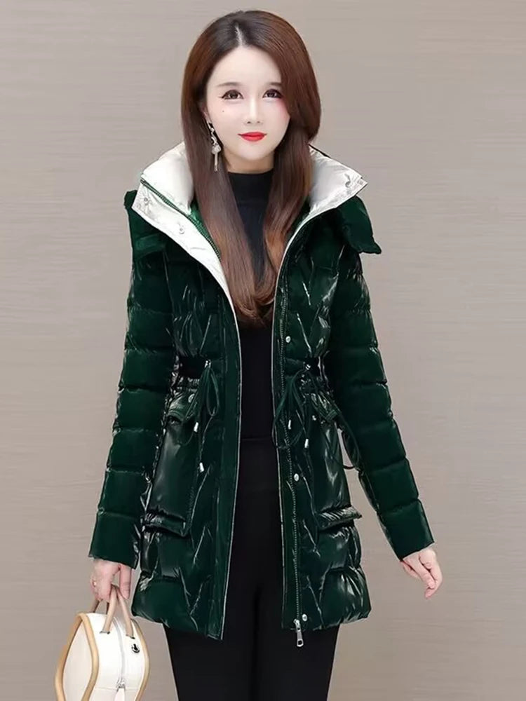 Women's Hooded Down Cotton Parka Coat — Thickened Warm Winter Overcoat