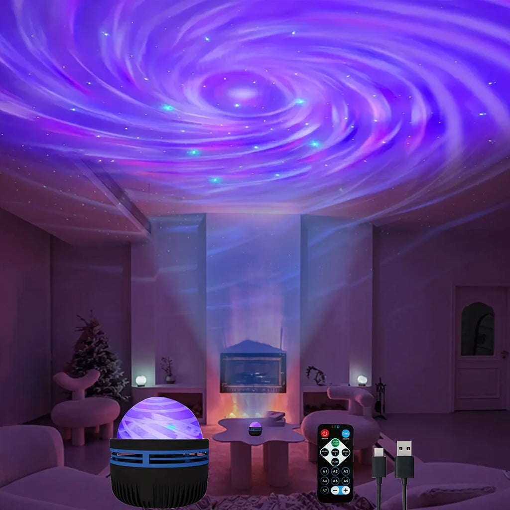 LED Galaxy Projector Night Light — Starry Sky Lamp with Remote Control