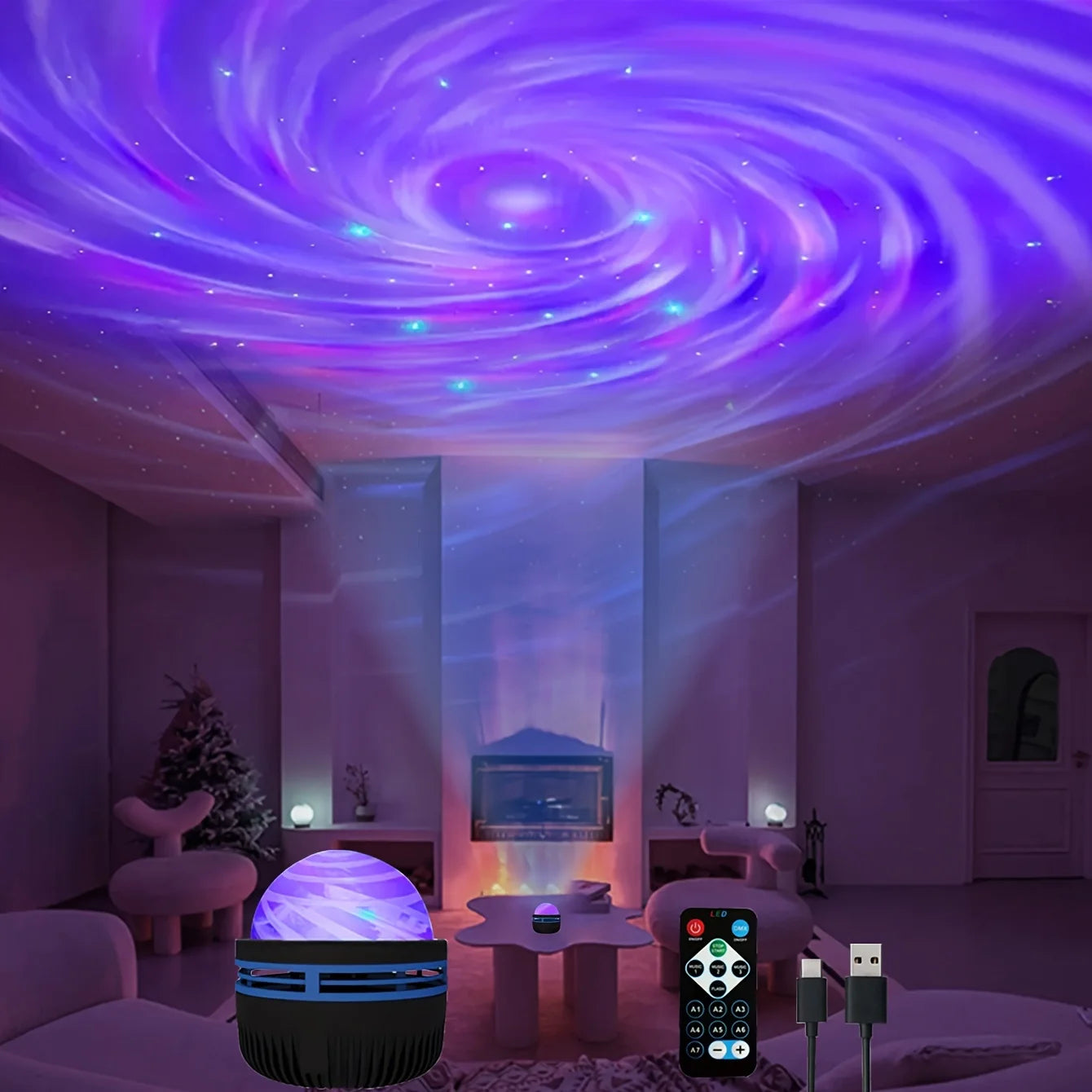 LED Galaxy Projector Night Light — Starry Sky Lamp with Remote Control