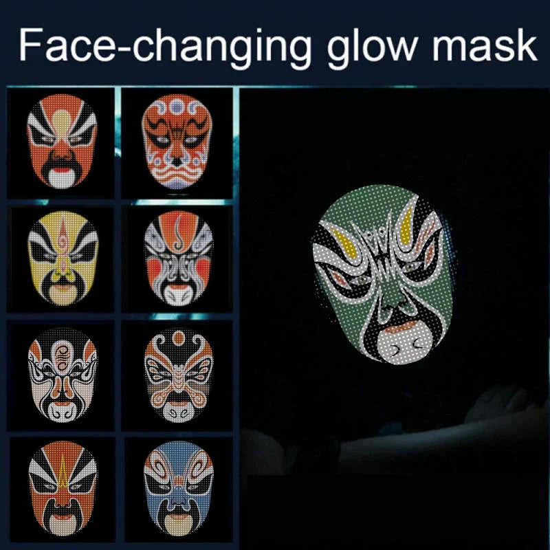 Smart LED Face Masks Programmable Bluetooth APP Control Change Face DIY Photoes for Party Display LED Light Mask for Halloween