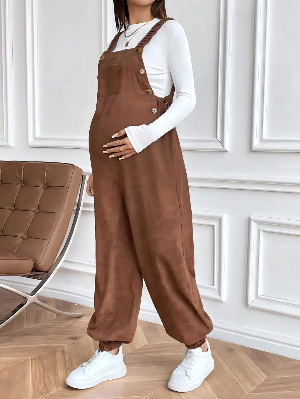 Maternity Clothes for Pregnant Women Pregnancy Clothing 2025 Autumn Winter Adjustable Waist Fashionable Loose Corduroy Overalls