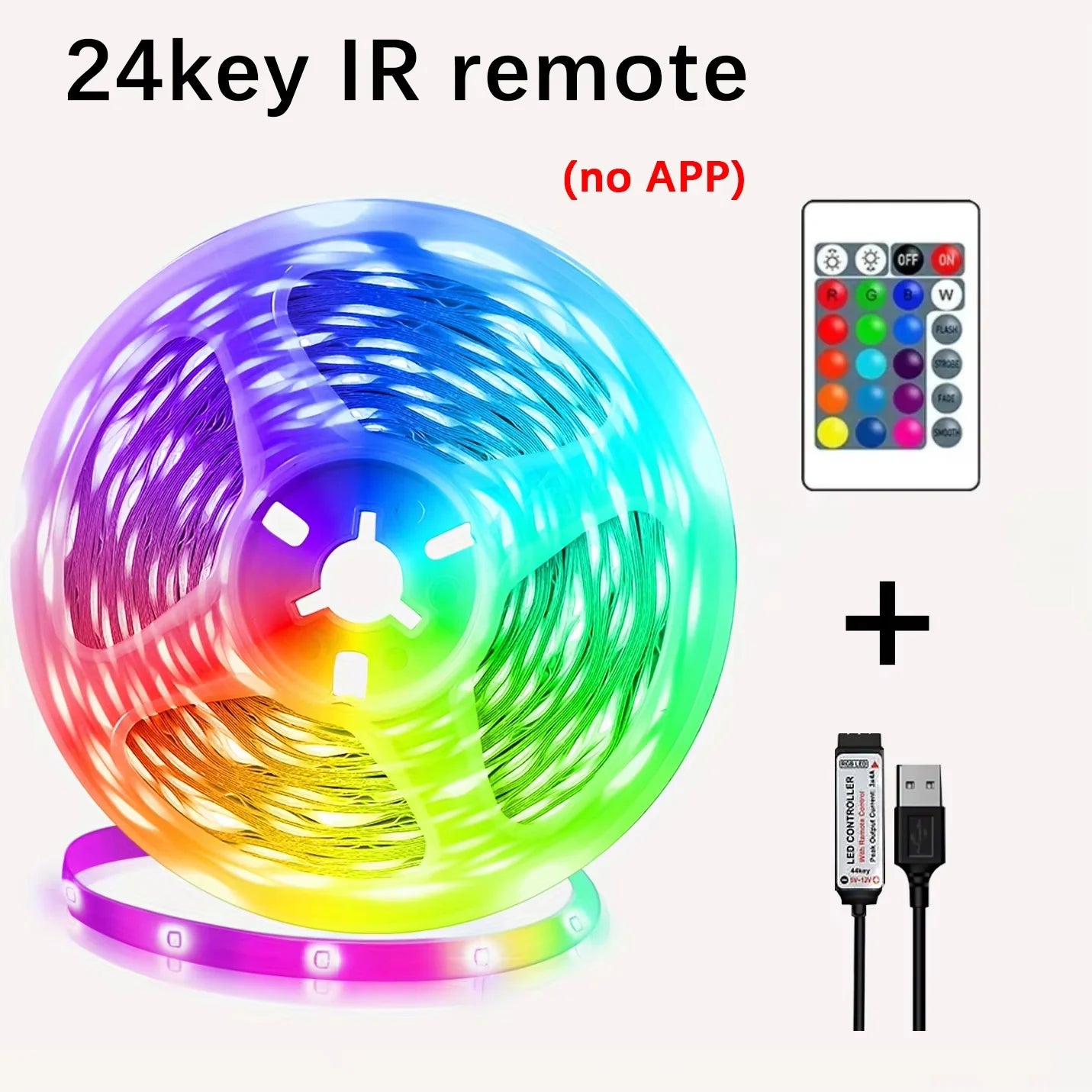 Smart LED Strip Lights with Adhesive Backing，RGB 16 Million Colors Strip Lamp with App/Remote，Adjustable Brightness，Music Sync