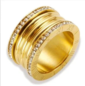 Women's Crystal Zircon Granular Ring — Waterproof Stainless Steel Fine Jewellery