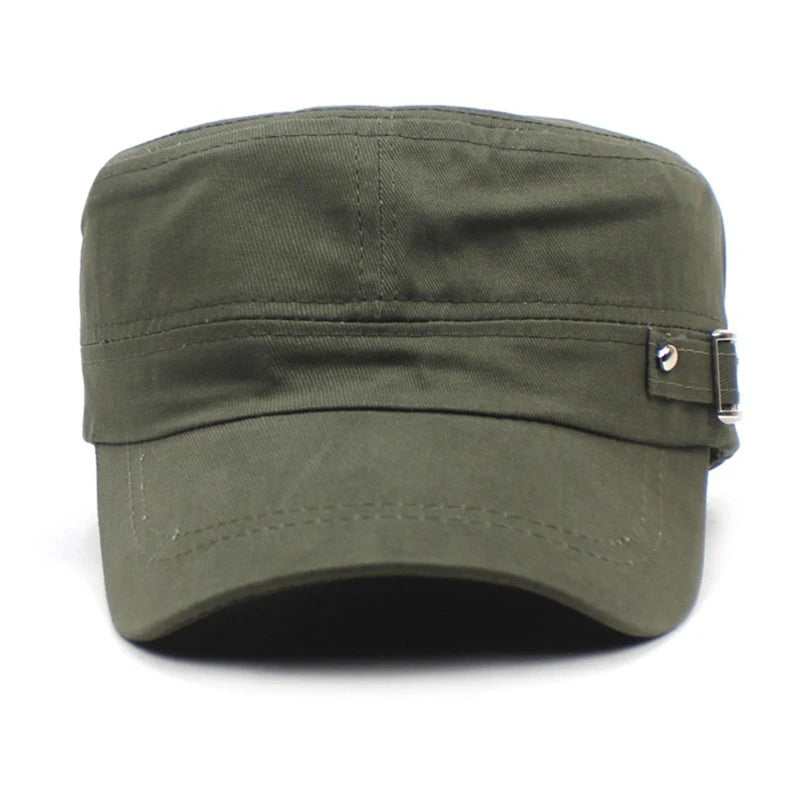 Hat Men Version Tide Solid Color Flat Baseball Caps Cotton Blend Cap Men Side Button Duck Tongue Hat Sunscreen Sports Hat