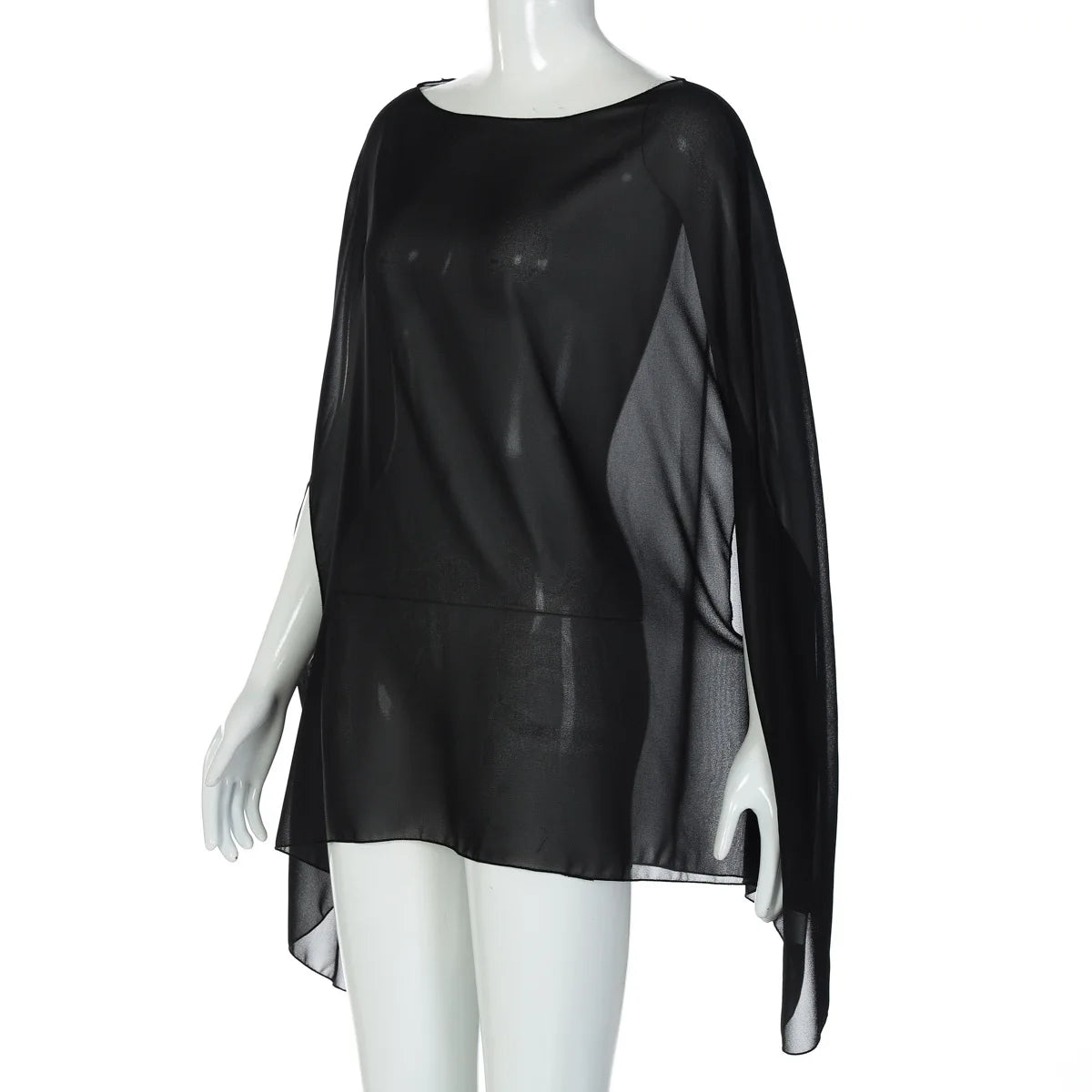 Women's Chiffon See-through Blouse — Elegant Sexy Night Club Cover-up Top