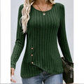 Women's Clothing Western Tops 2024 hot autumn new waist cinched round neck tight long sleeved top Europe America T-Shirts Tees