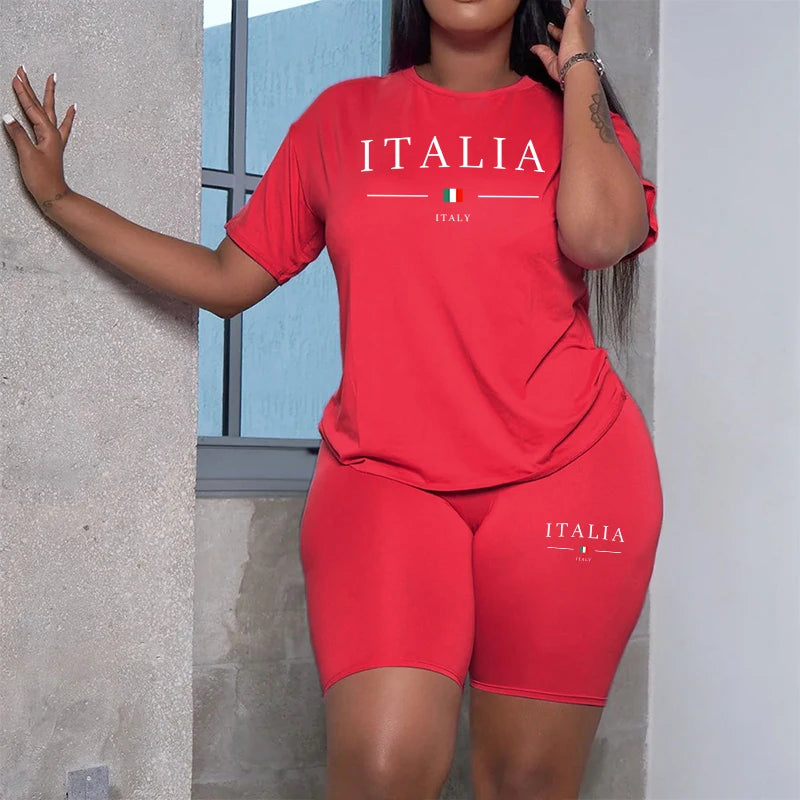Woman Clothing  Summer Casual Two Piece Set Women T-Shirts O-Neck Shorts Daily Short Sleeve Tracksuit  New
