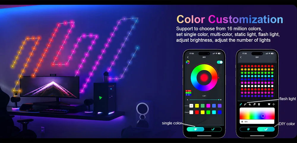 Smart RGB LED Strip Light 20M Fairy String Lights W/ APP Control Music Sync 12 Modes USB Powered for Xmas Home Decor