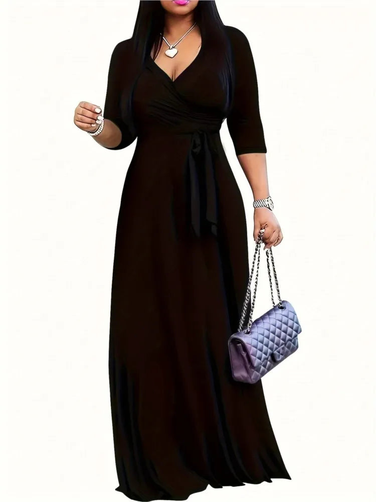 Women's Fashion Print Dress For Women Casual Sexy Deep V Neck Lace-Up Loose Dresses Robe Femme Summer Holiday Womens Clothing