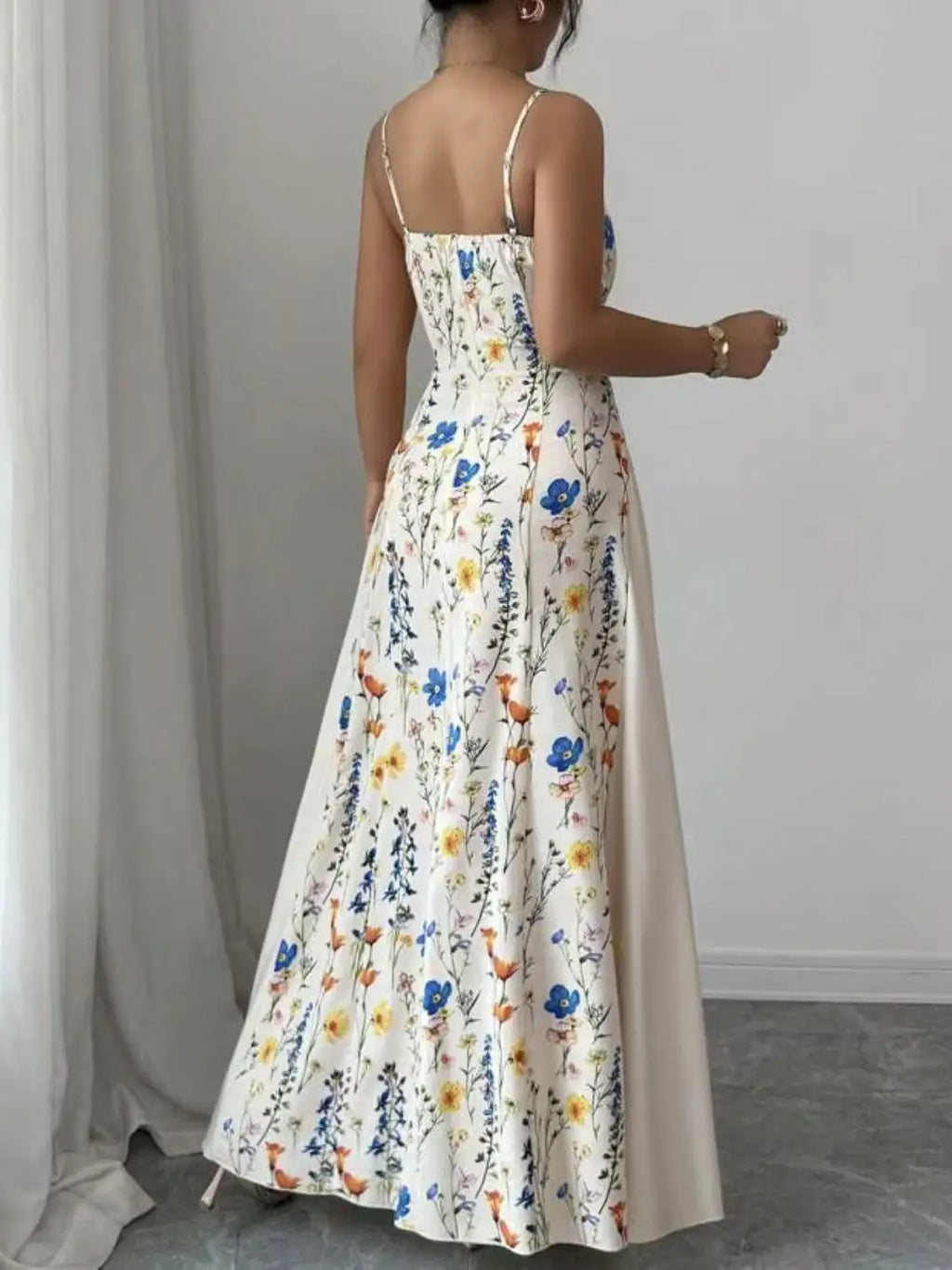 Women's Clothing Dresses For Ladies Spaghetti Strap Vestido Simple Style Temperament Printed Slim Sling Sleeveless Contrast