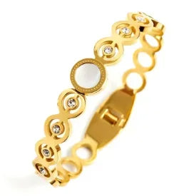 Stainless Steel Crystal Bracelet Bangle — Elegant 3-Crystal Women's Jewellery