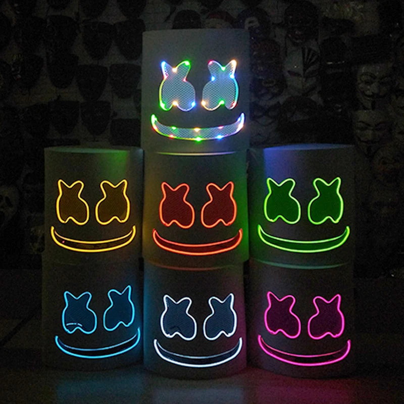LED DJ Mask Headgear Lifelike Marshmello Mask Breathable Helmet Mask Carnival Festival Halloween Party Props Cosplay.Costume
