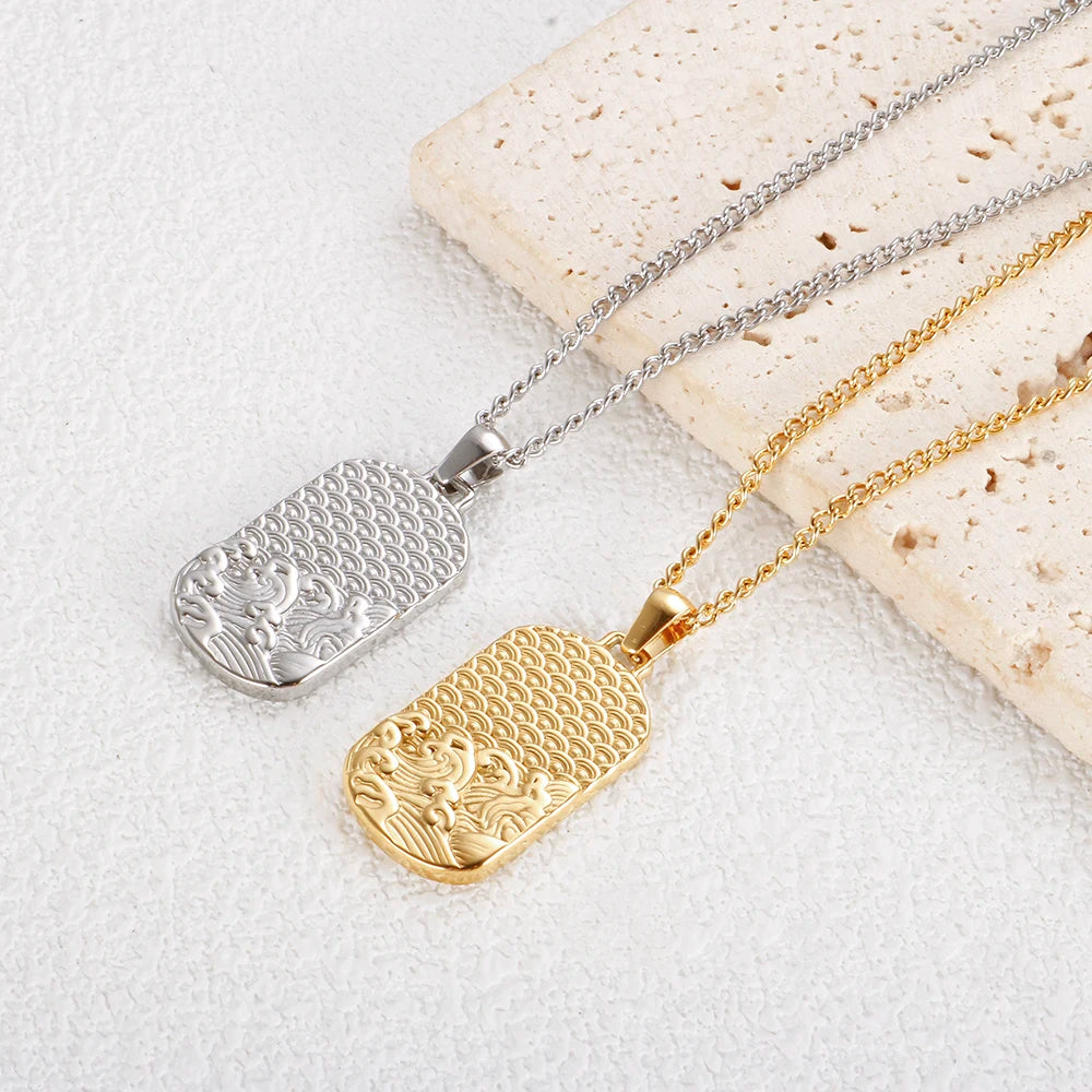 Women's Square Pendant Necklace — Delicate Stainless Steel Chain