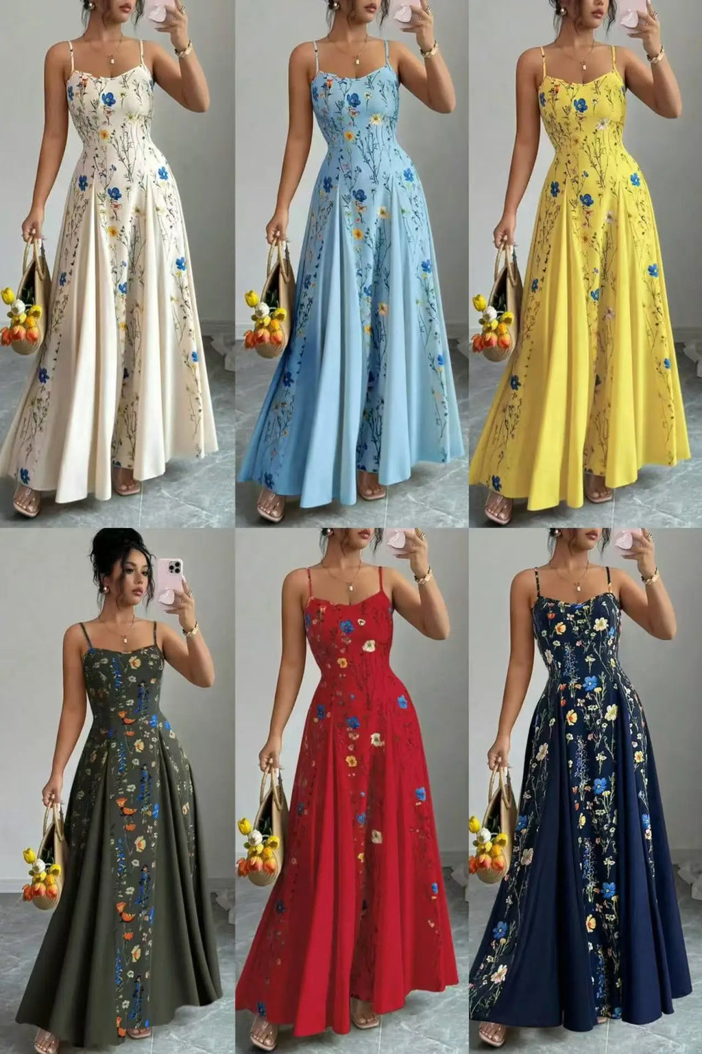 Women's Clothing Dresses For Ladies Spaghetti Strap Vestido Simple Style Temperament Printed Slim Sling Sleeveless Contrast