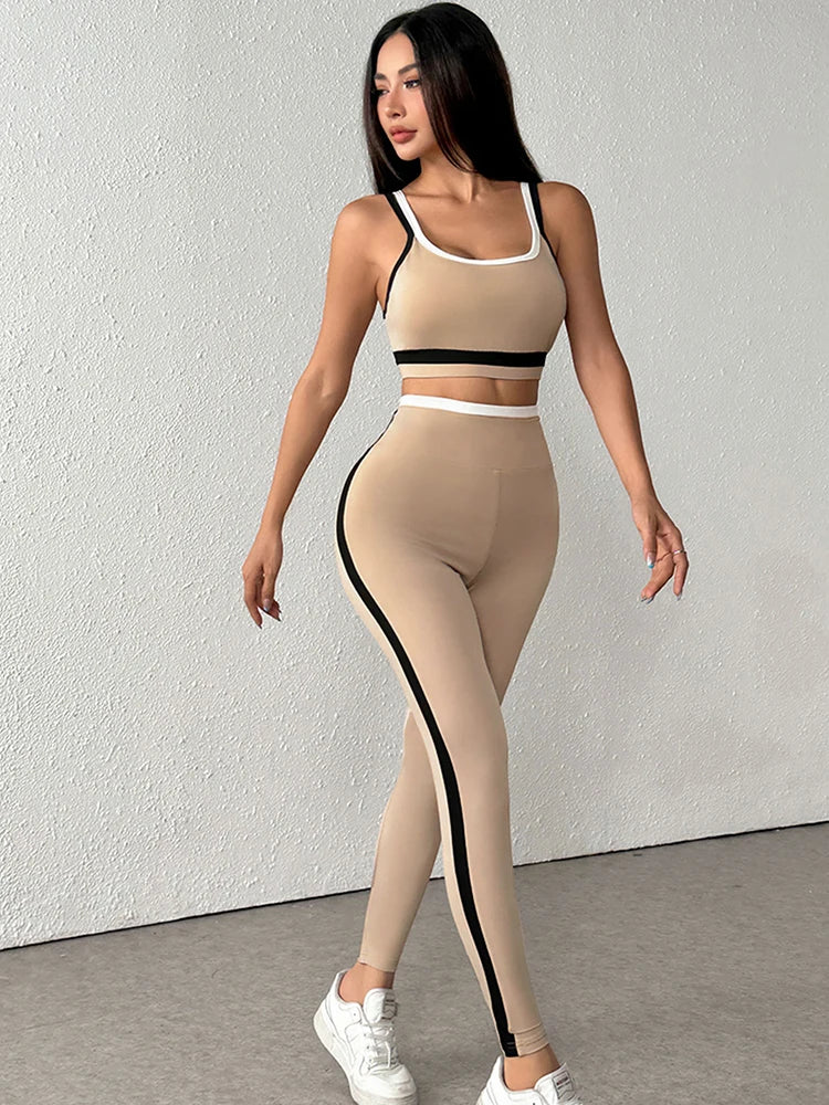 Women's Pants & Camis Sports Clothing Summer Streetwear Fashion New Striped 2 Piece Casual Slim Elegant Female Knitted Clothing