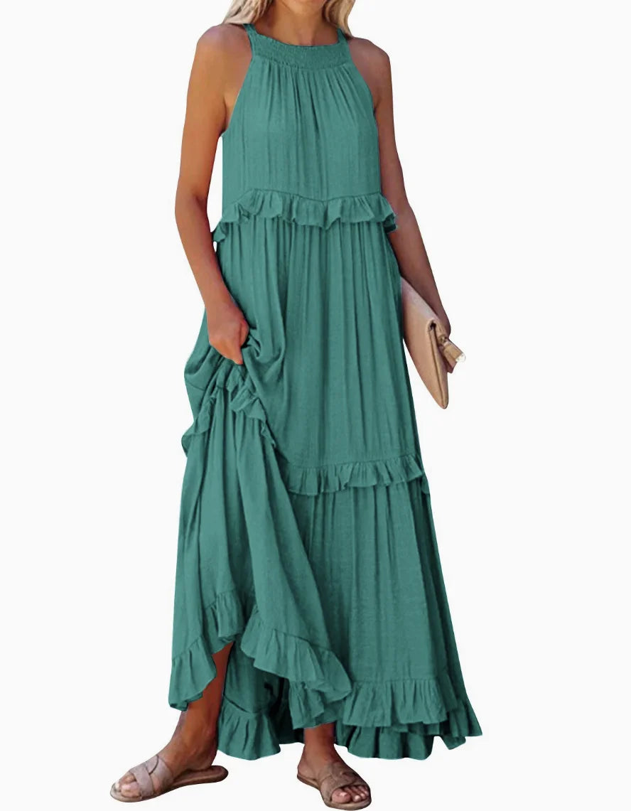 Women's Lotus Leaf Edge Dress — Elegant Flowy Summer Dress