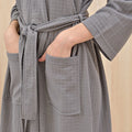 Unisex Waffle Plaid Dressing Gown — Lightweight Breathable Summer Bathrobe