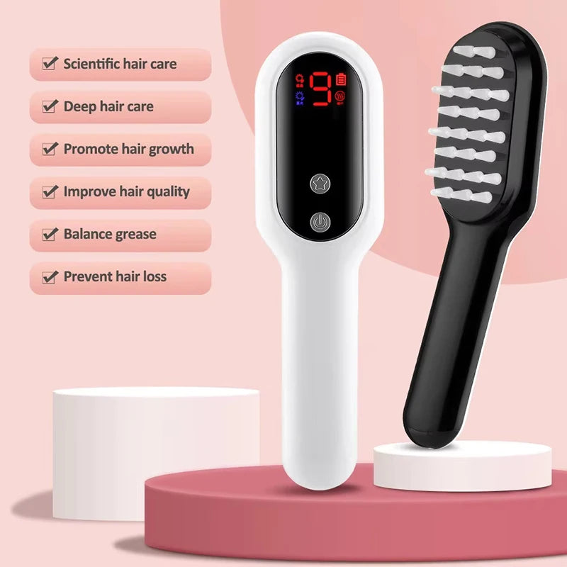 Electric Laser Hair Growth Comb Red Blue Light Magnetic Therapy Head Massage Brush Anti Hair Loss  Hair Treatment Scalp Massager