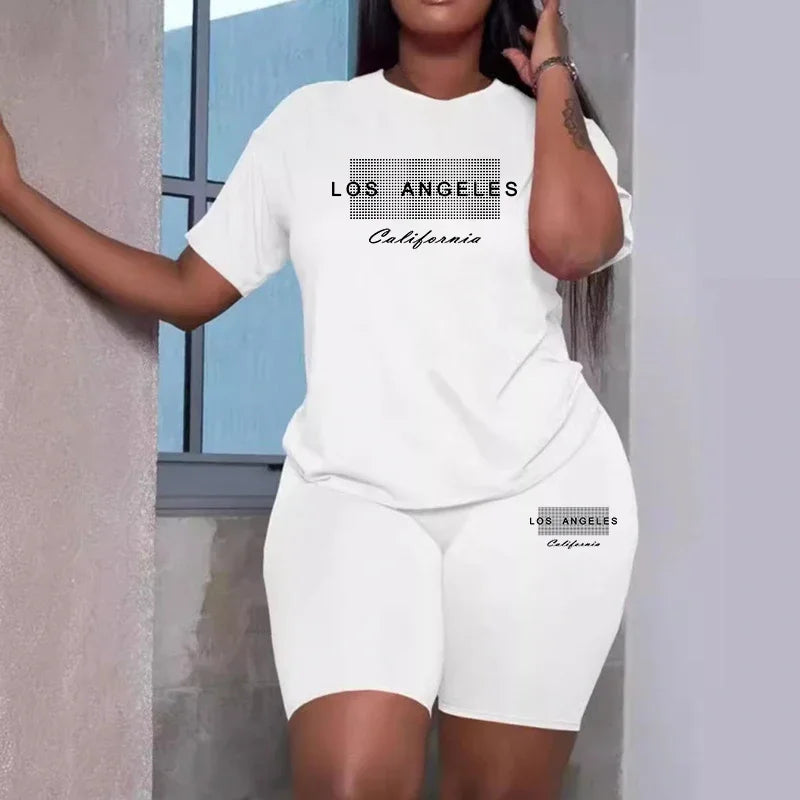 Casual Woman Clothing  Summer Two Piece Set for Women T-Shirts O-Neck Shorts Daily Short Sleeve Tracksuit  Matching