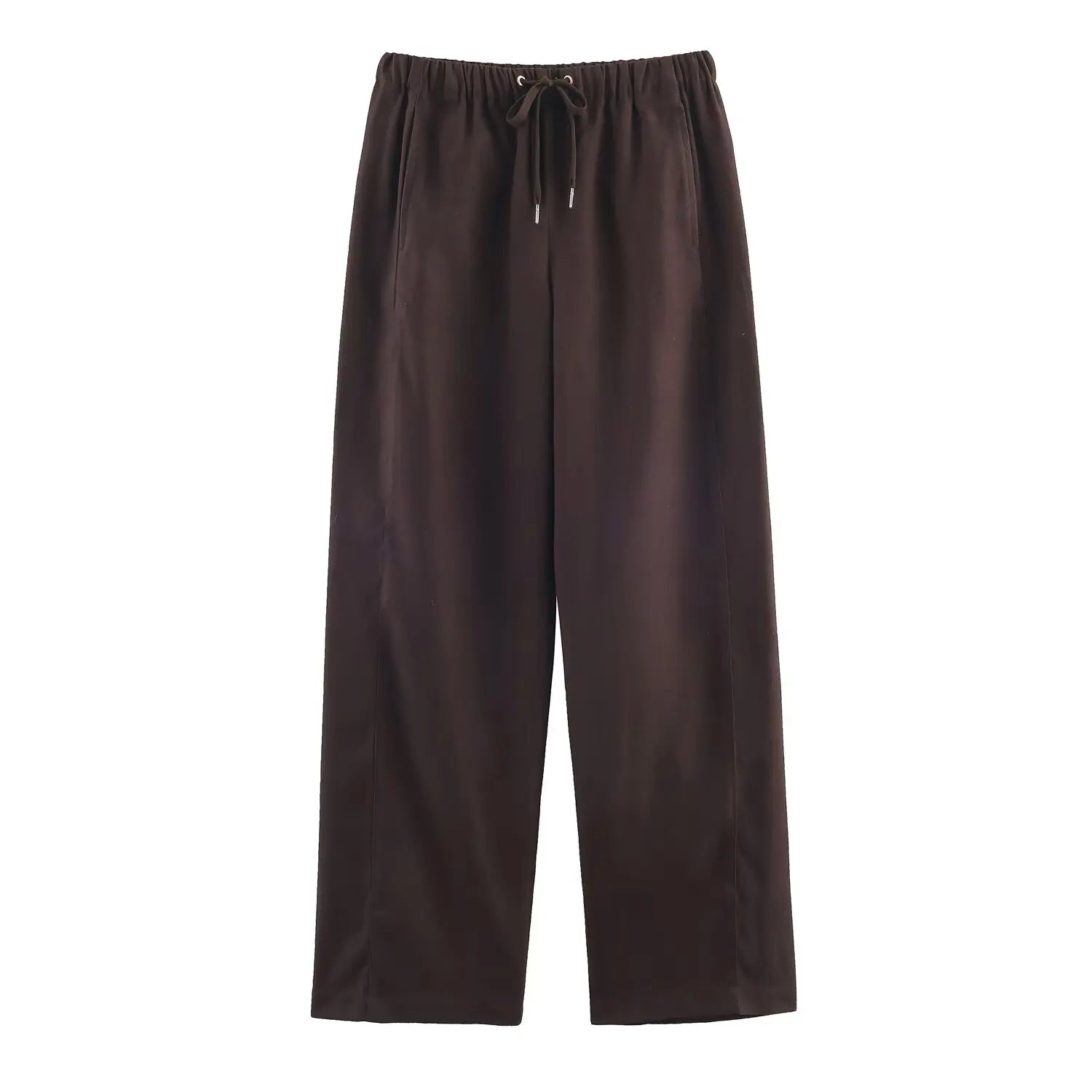 Women's High-Waisted Casual Trousers — Solid Colour Fashion Wide Leg Pants