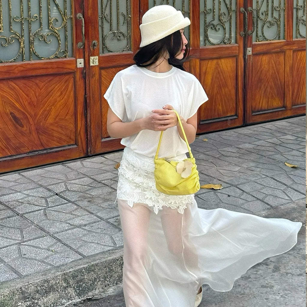Women's Clothing  Spring New Fashion Temperament Sexy Slim Fit Versatile High Waist Perspective Skirt Long Dress