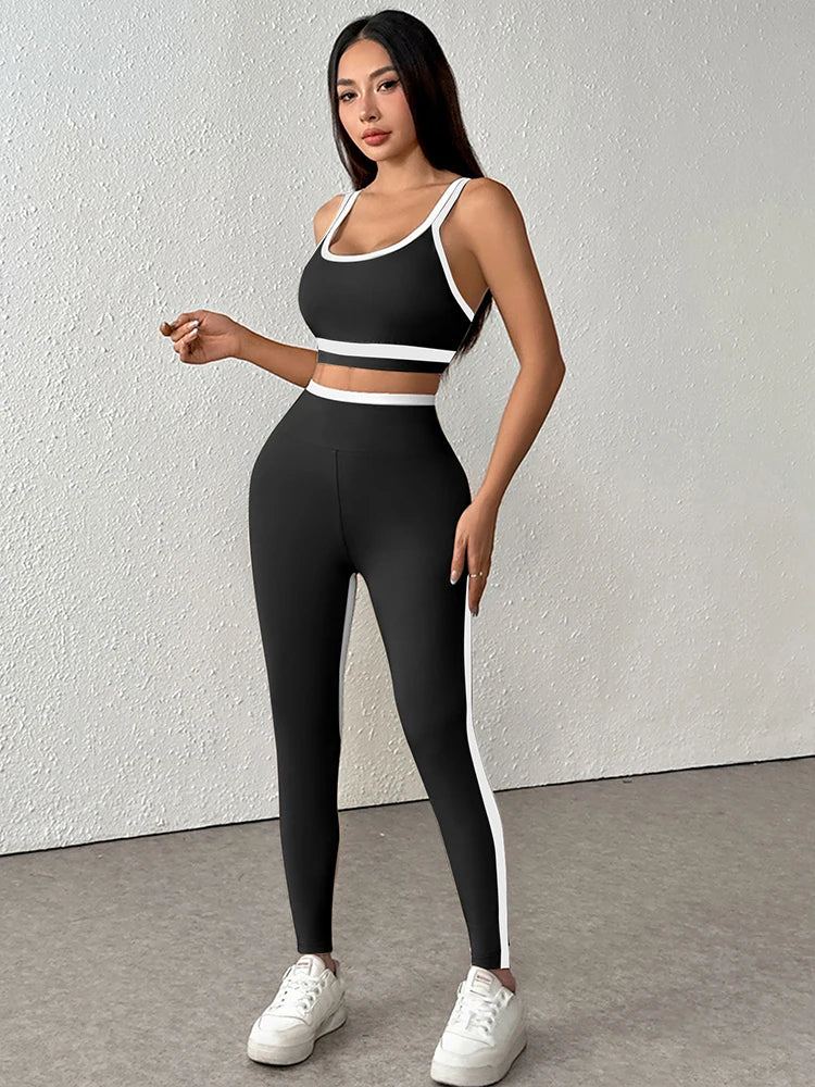 Women's Pants & Camis Sports Clothing Summer Streetwear Fashion New Striped 2 Piece Casual Slim Elegant Female Knitted Clothing