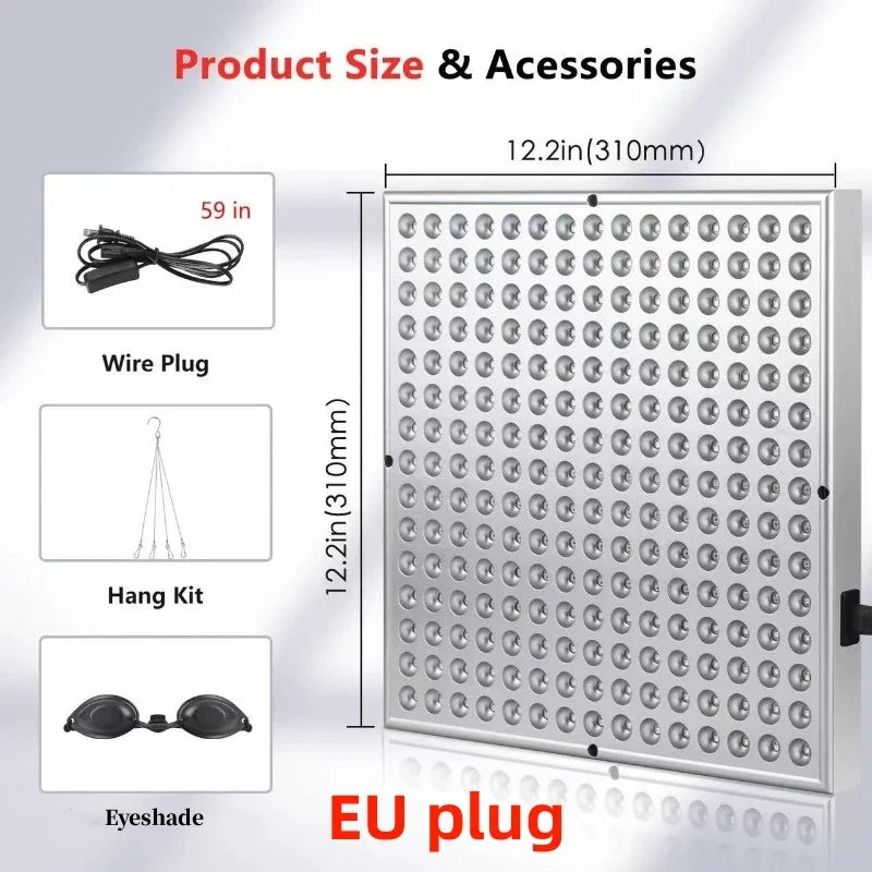 LED Red Light Therapy Panel Lamp for Facial Anti Aging Skin Care Beauty 225pcs LED Light Body Pain Relief Physical Therapy