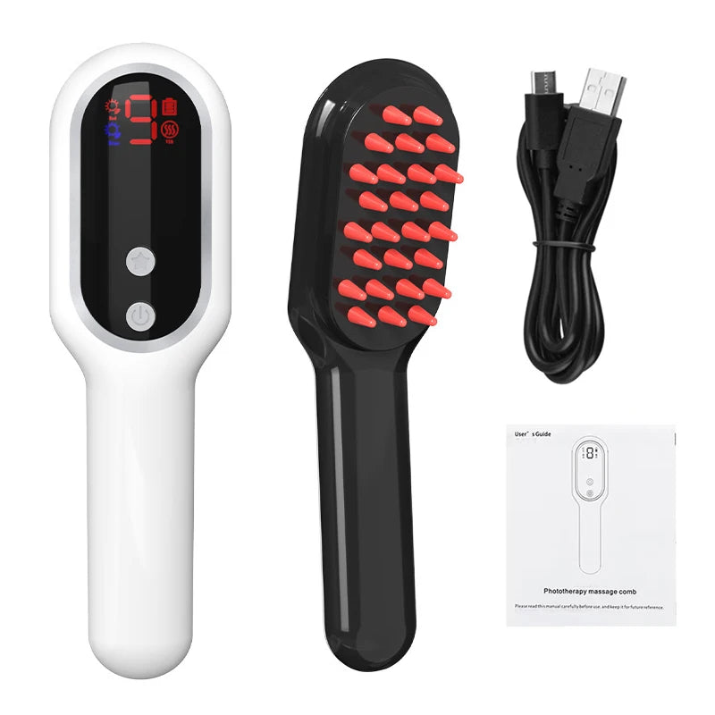 Electric Laser Hair Growth Comb Red Blue Light Magnetic Therapy Head Massage Brush Anti Hair Loss  Hair Treatment Scalp Massager