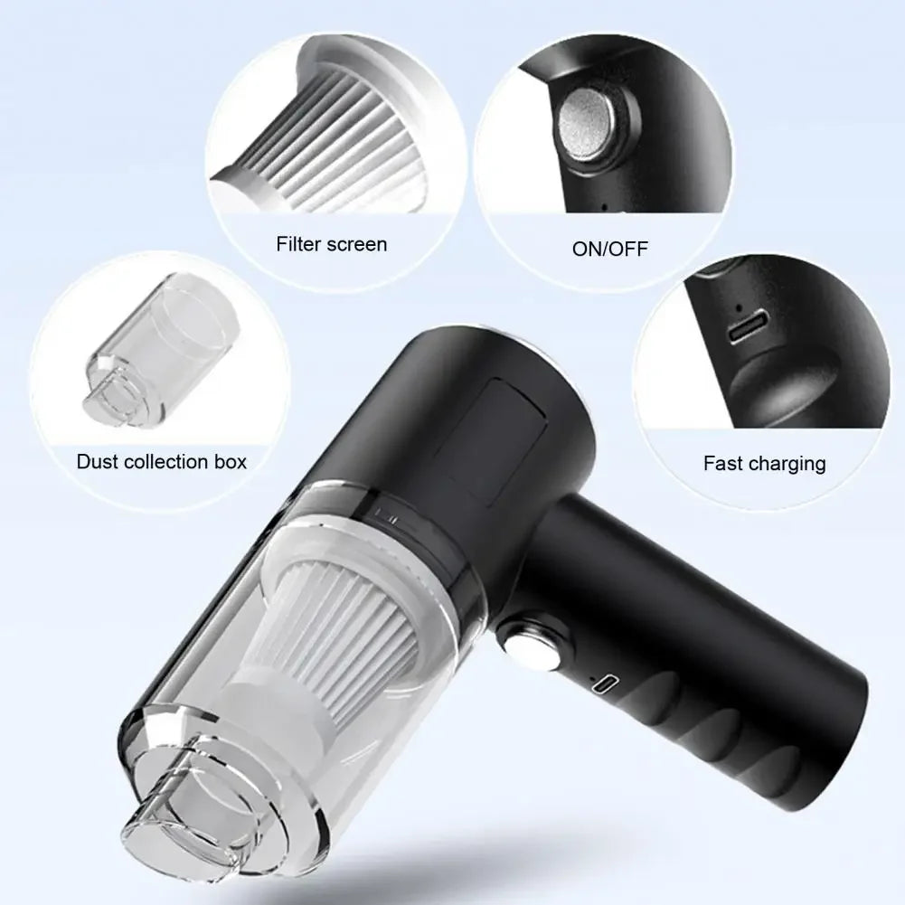 Car vacuum cleaner, cordless, usb charging, strong suction, portable, powerful mini air cleaner for household appliances