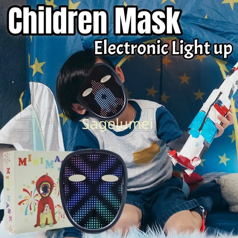 LED Mask with Gesture Sensing for Halloween Party Festival Performance Kids Luminous Mask NEW Children Electronic Light up Mask