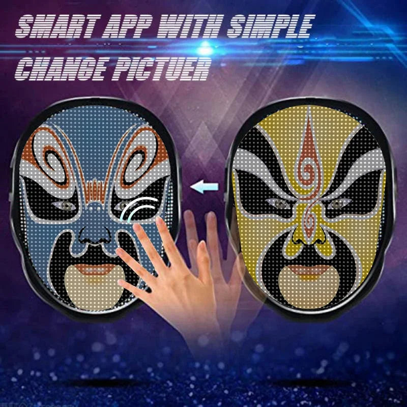 Smart LED Face Masks Programmable Bluetooth APP Control Change Face DIY Photoes for Party Display LED Light Mask for Halloween