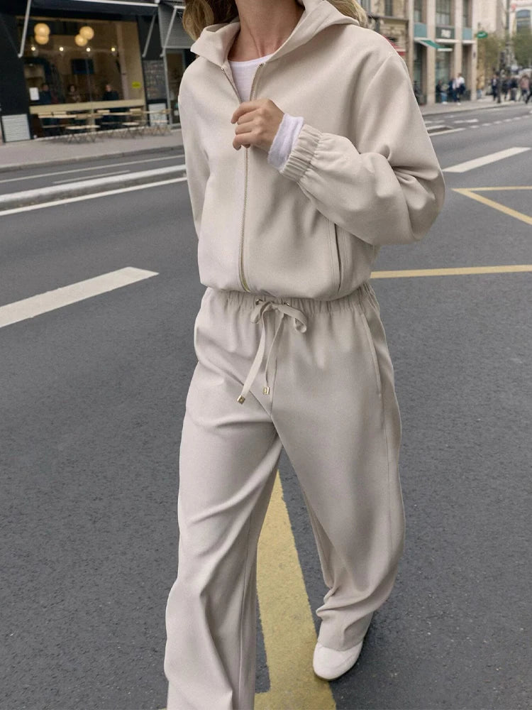 Women's High-Waisted Casual Trousers — Solid Colour Fashion Wide Leg Pants