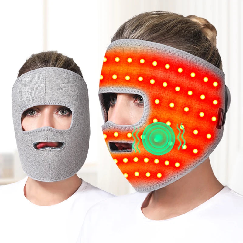 Electric Heated Facial Mask Red Light Therapy Facial Massager Relieves Facial Spasms Muscle Stiffness Jaw Ache Stress Relief