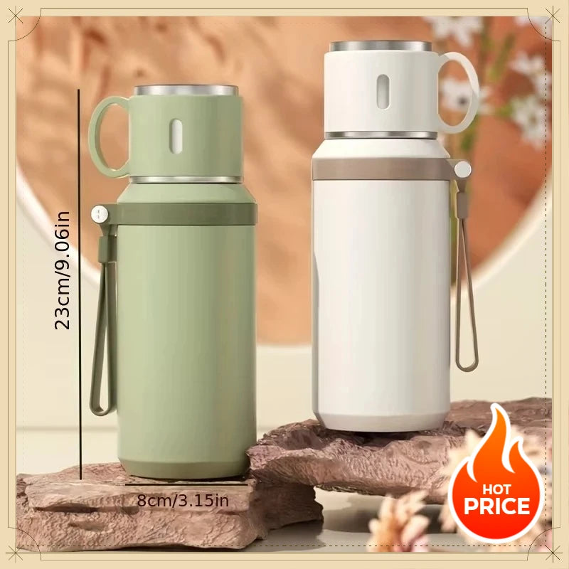 Portable Handheld Insulated Water Bottle 24H Thermal Retention Stainless Steel Leakproof Vacuum Thermos Bottle
