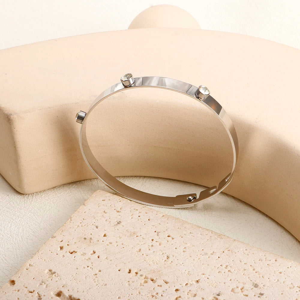 Stainless Steel Crystal Bracelet Bangle — Elegant 3-Crystal Women's Jewellery