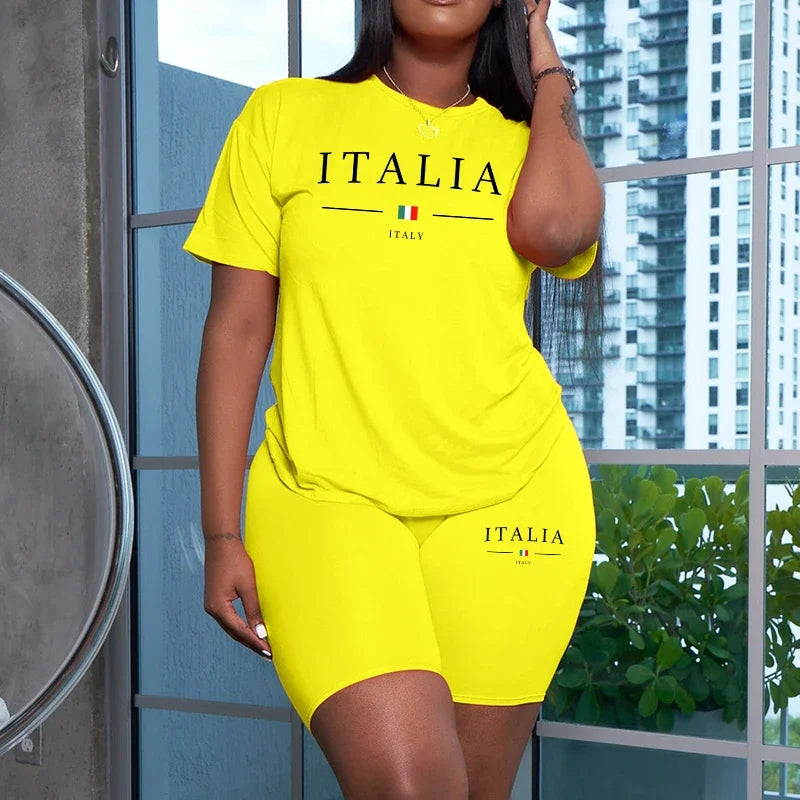 Woman Clothing  Summer Casual Two Piece Set Women T-Shirts O-Neck Shorts Daily Short Sleeve Tracksuit  New