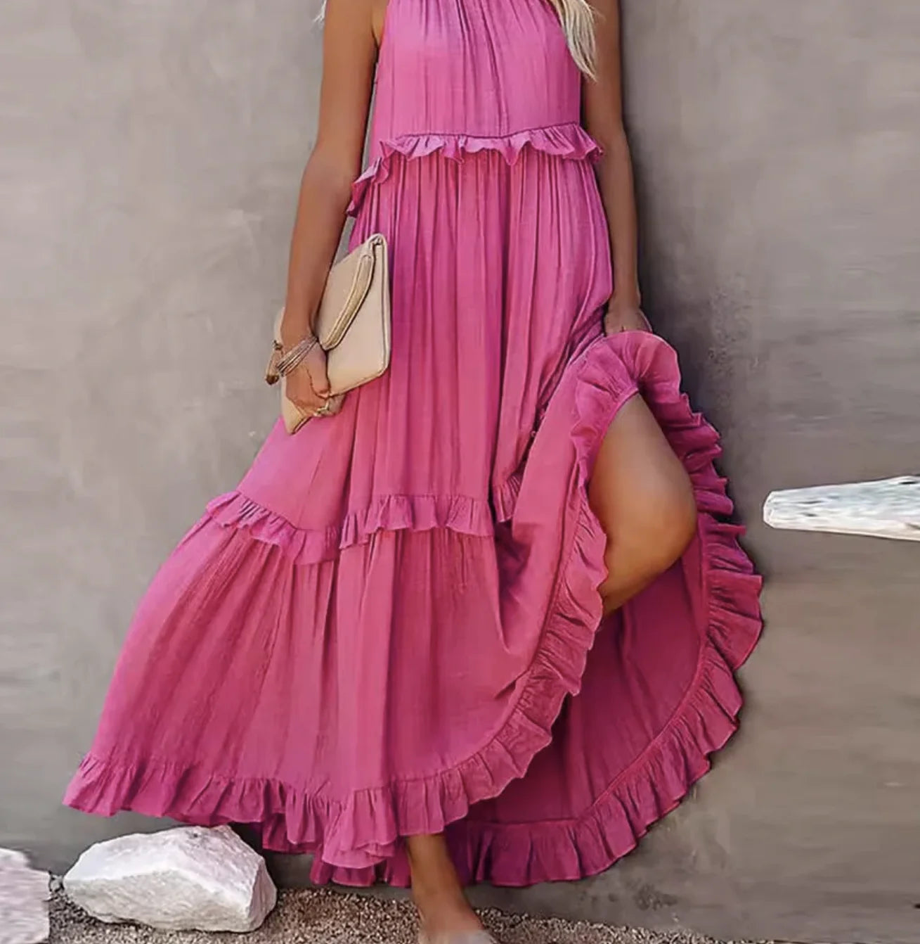 Women's Lotus Leaf Edge Dress — Elegant Flowy Summer Dress