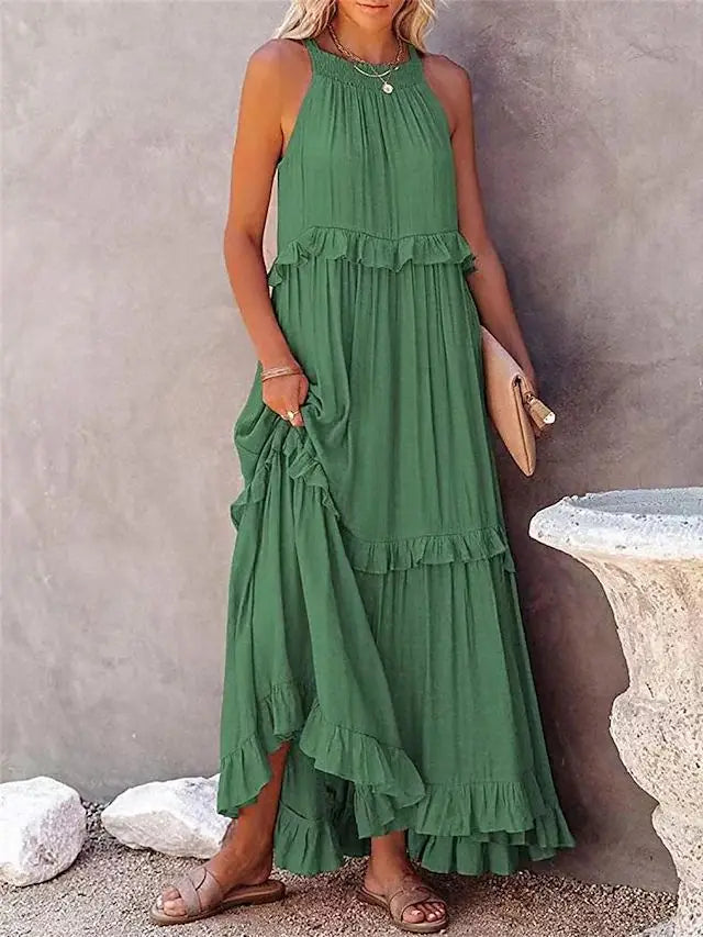 Women's Lotus Leaf Edge Dress — Elegant Flowy Summer Dress