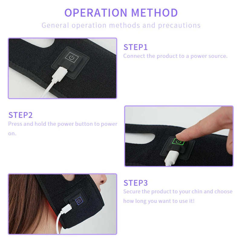 LED Infrared Therapy Chin Strap with V-shaped Face Lift LED Photon Therapy Facial Slimming Pad Wearable Pain Relief Tool Strap