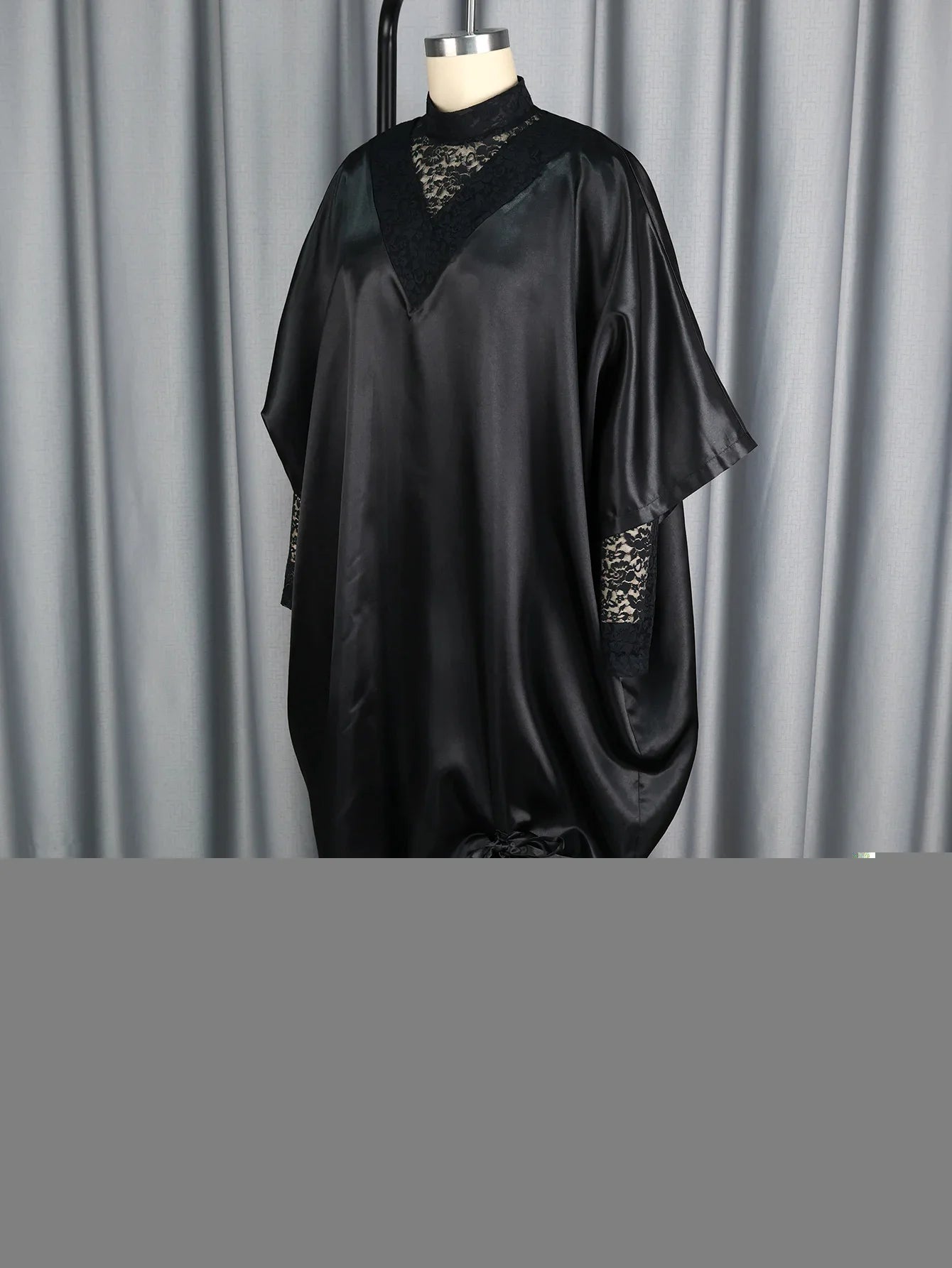 Women's Elegant Two-Piece Set Shiny Dress with Lace Interior Long Sleeve Autumn Occasion Fashionable Female Clothing