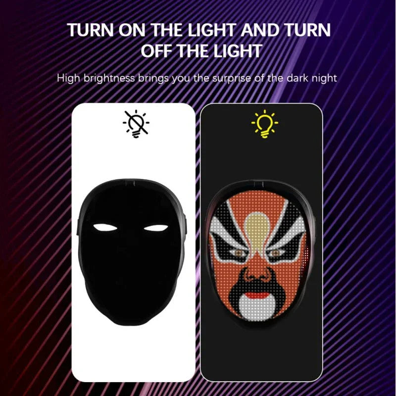 Smart LED Face Masks Programmable Bluetooth APP Control Change Face DIY Photoes for Party Display LED Light Mask for Halloween