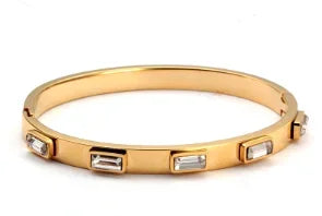 Stainless Steel Crystal Bracelet Bangle — Elegant 3-Crystal Women's Jewellery