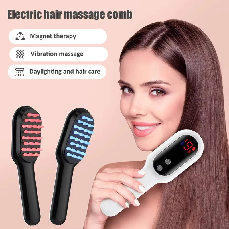 Electric Laser Hair Growth Comb Red Blue Light Magnetic Therapy Head Massage Brush Anti Hair Loss  Hair Treatment Scalp Massager