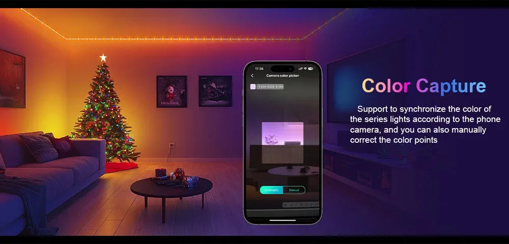 Smart RGB LED Strip Light 20M Fairy String Lights W/ APP Control Music Sync 12 Modes USB Powered for Xmas Home Decor