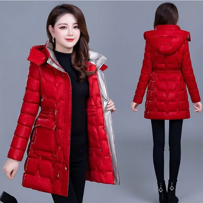Women's Hooded Down Cotton Parka Coat — Thickened Warm Winter Overcoat