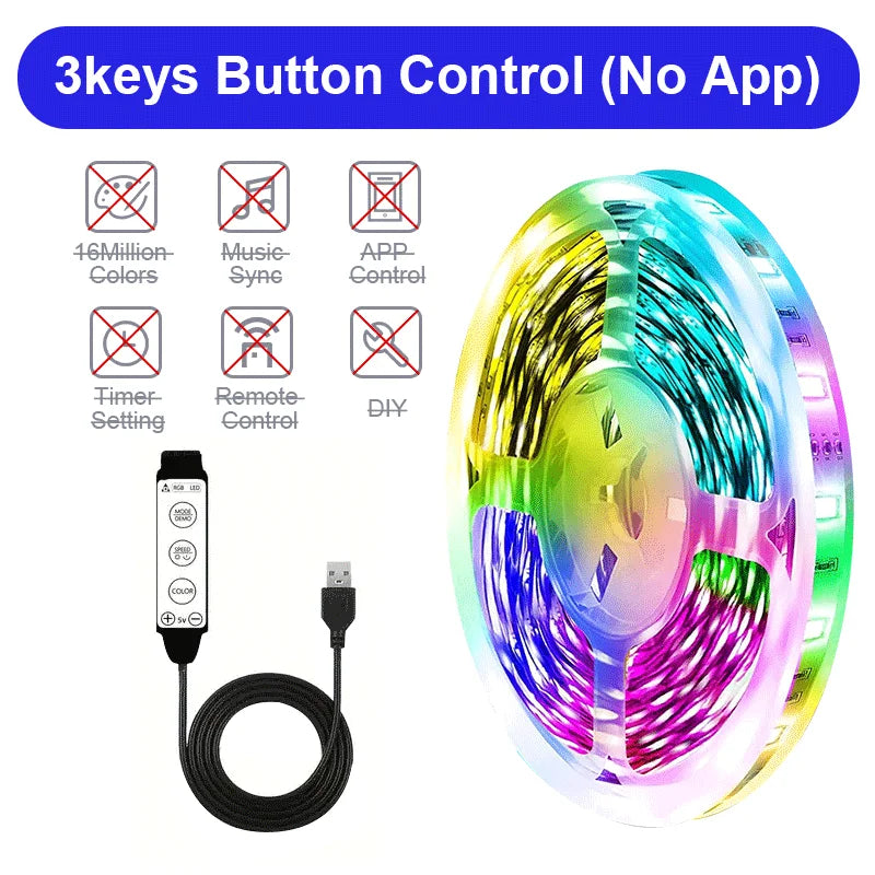 LED Lights RGB Strip Smart Music Sync Color Changing Strip Lights Remote App Control LED Light for TV BackLight Room Home Party