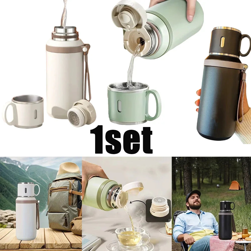 Portable Handheld Insulated Water Bottle 24H Thermal Retention Stainless Steel Leakproof Vacuum Thermos Bottle